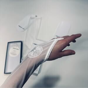 nastyamasha Mesh Socks With Embroidery Logo in White Small